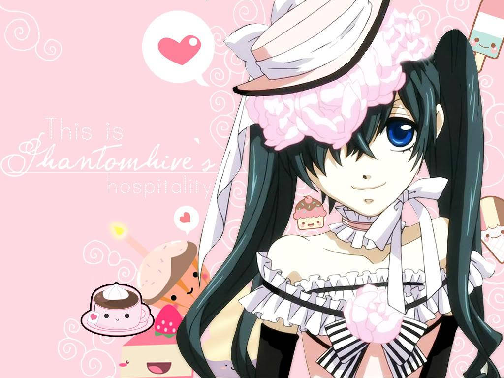 Kawaii Anime Meisie Ciel Phantomhive Muurpapier
