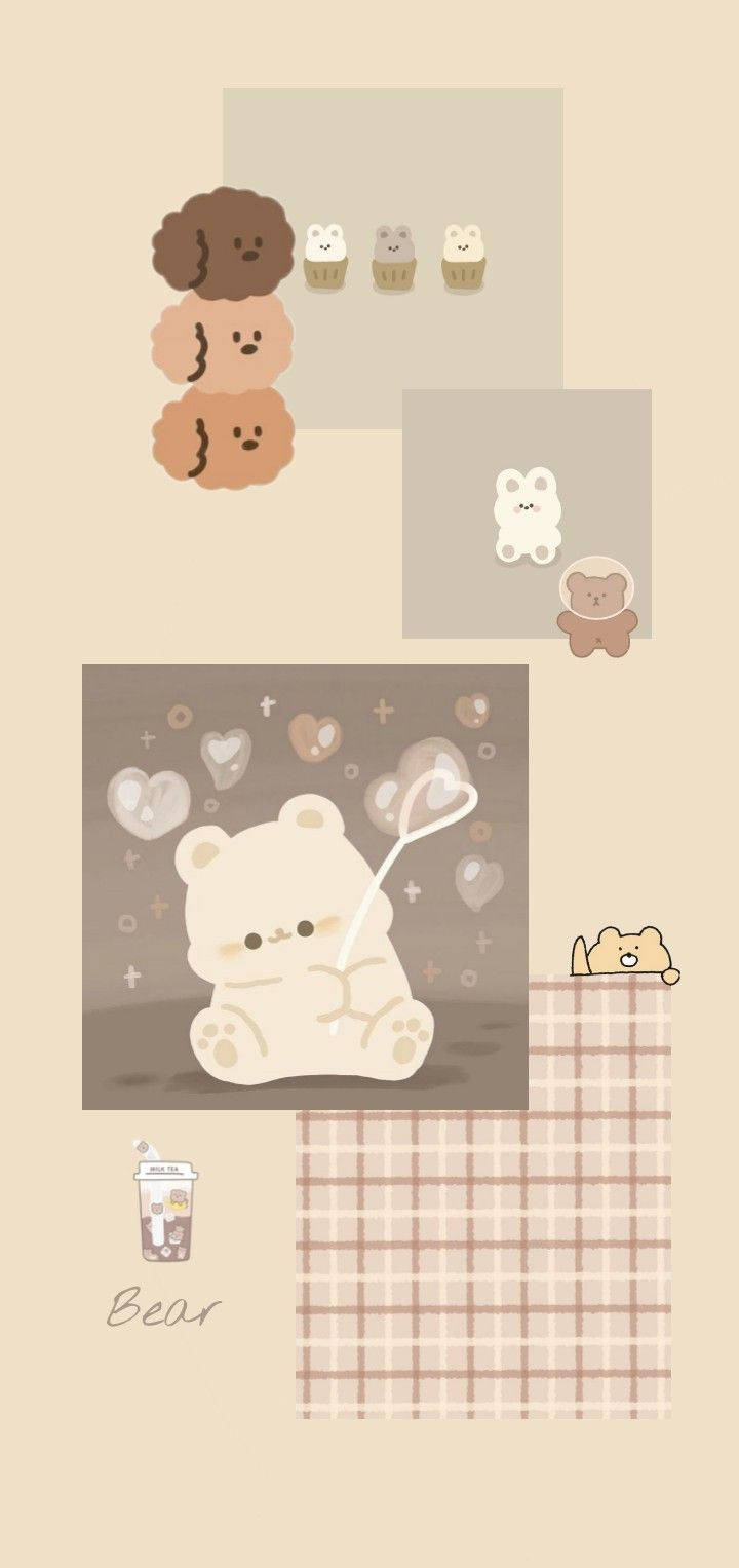 Kawaii Beere Beige Estetika Muurpapier