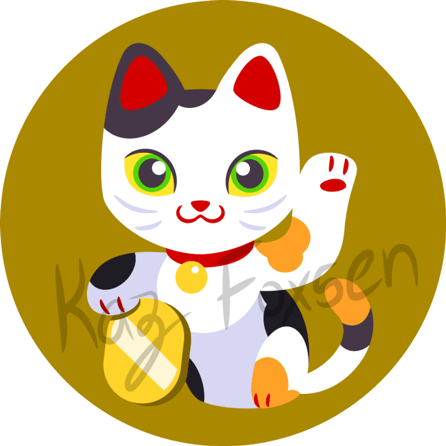 Kawaii Gelukskat Illustrasie Muurpapier