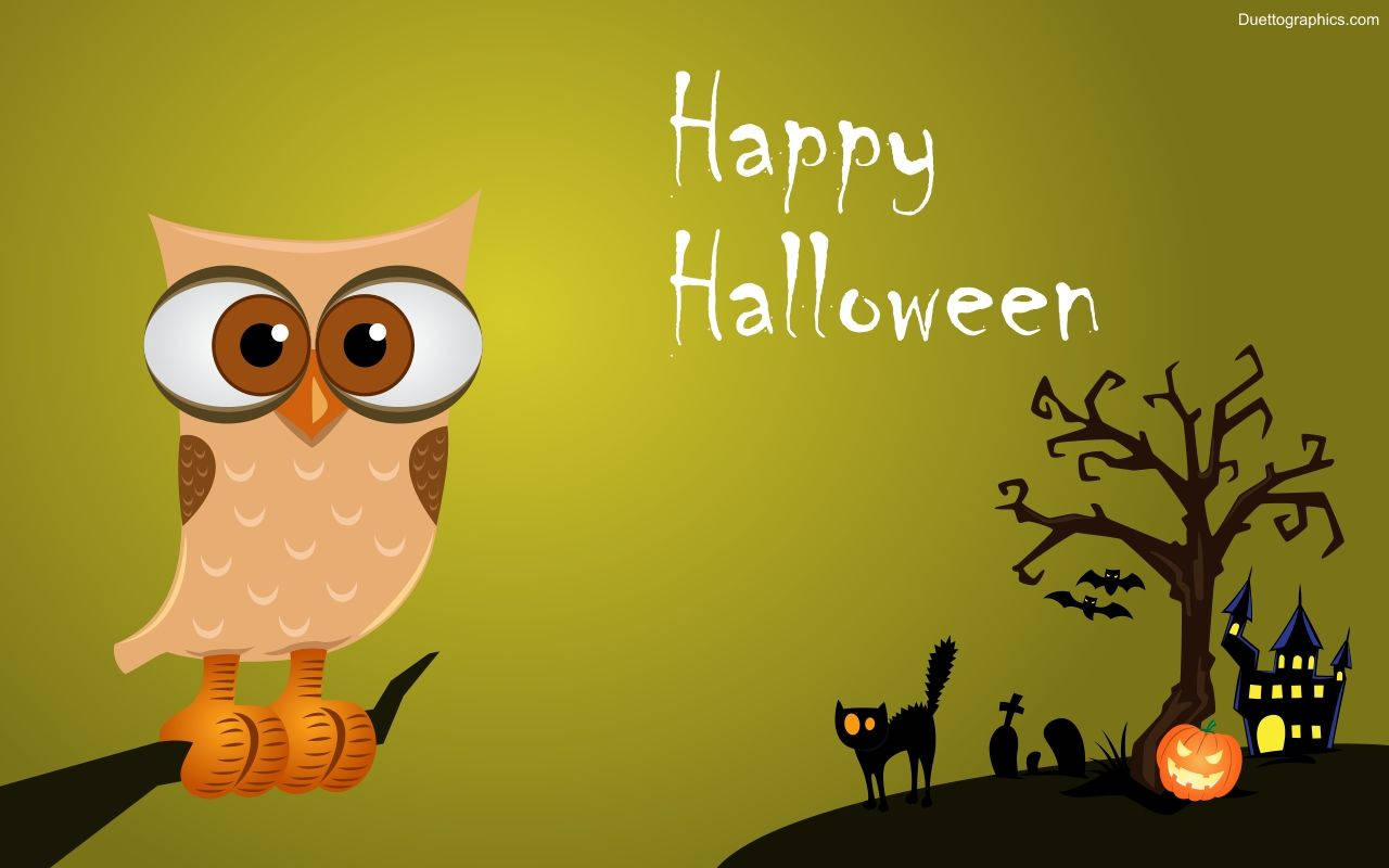 Kawaii Halloween Uil Muurpapier