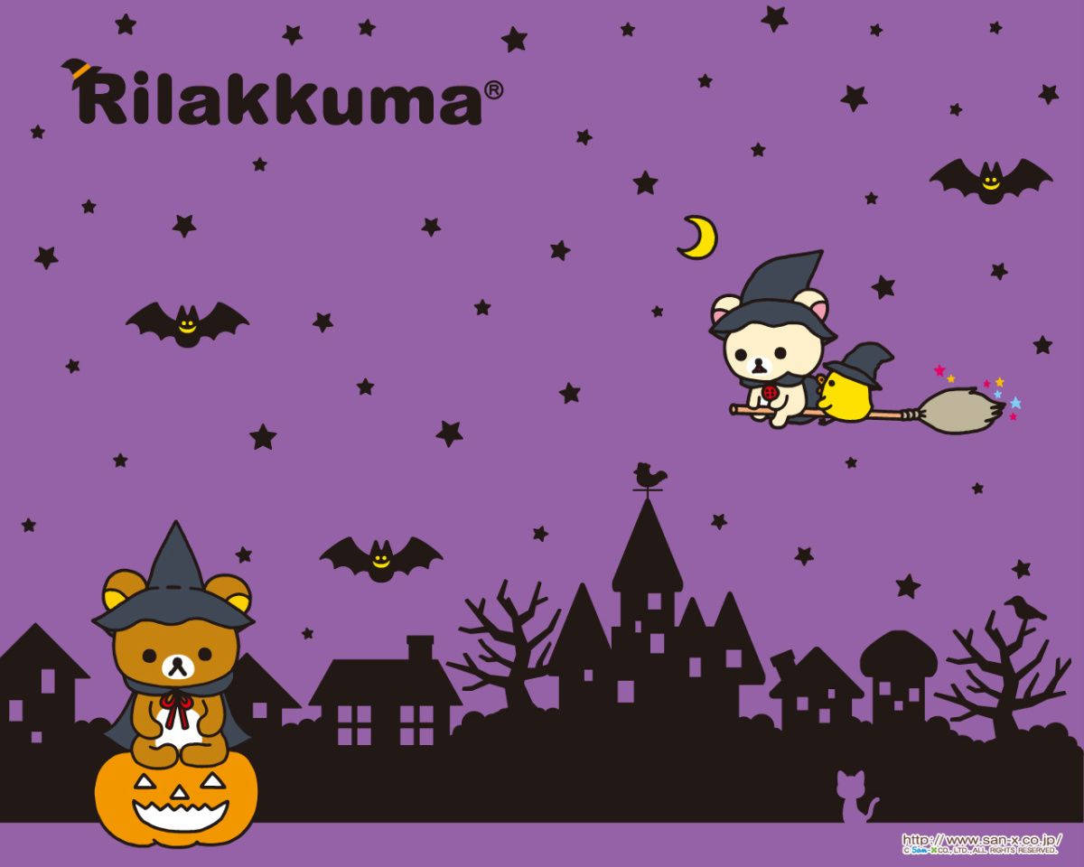 Kawaii Halloween Rilakkuma Heks Muurpapier