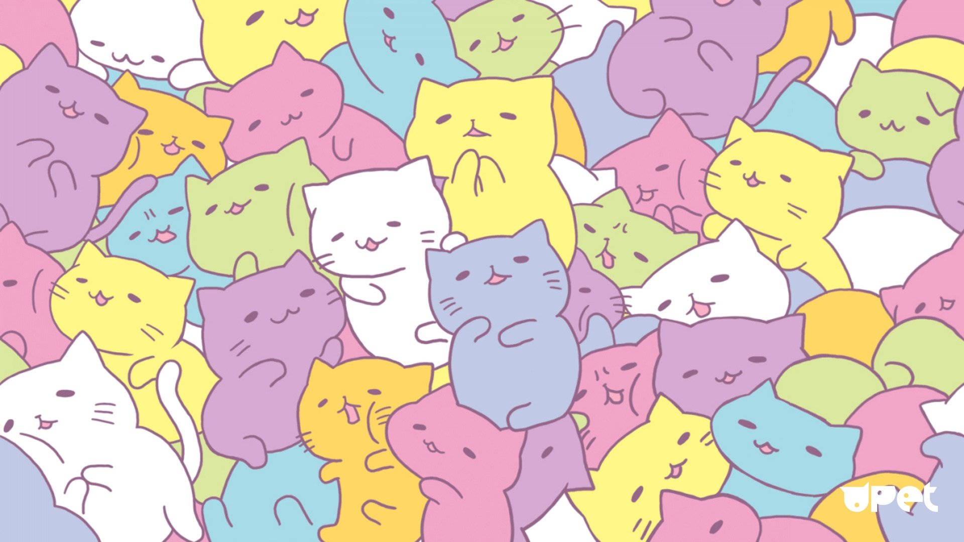 Kawaii HD Kleurvolle Katte Muurpapier
