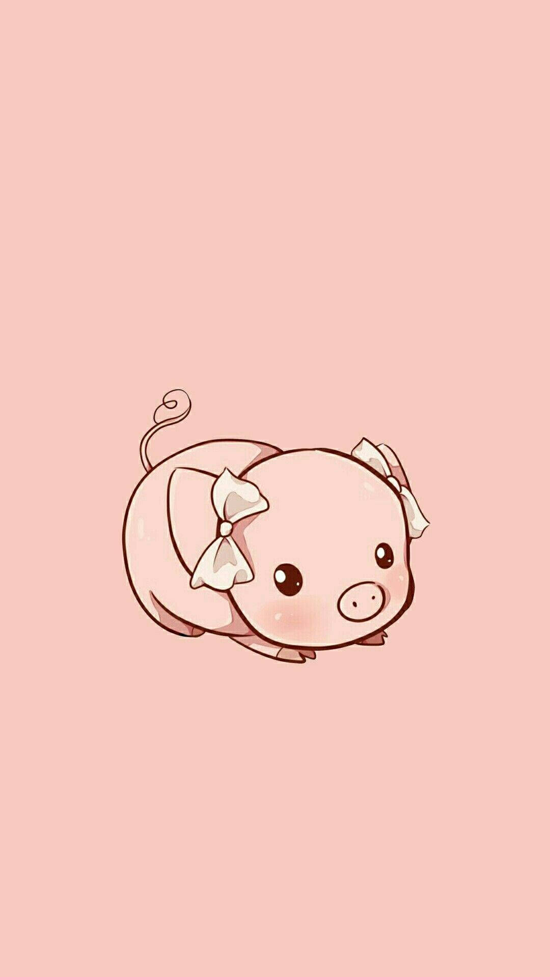 Kawaii HD Pienk Varkie Muurpapier