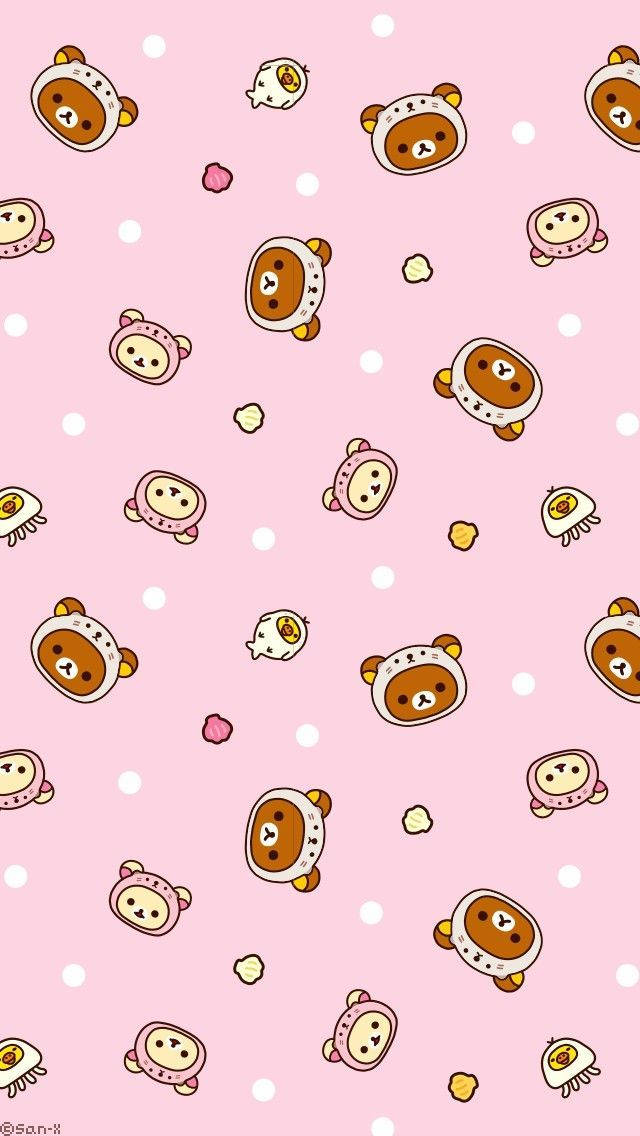 Kawaii HD Rilalkkuma en Korilakkuma Koppe Muurpapier