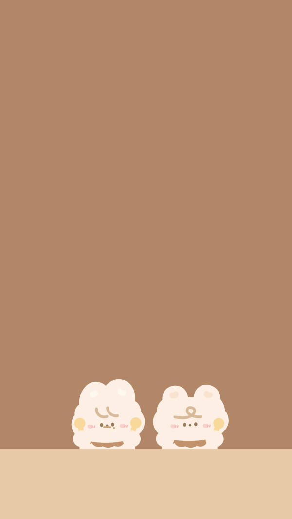 Kawaii Karakters Beige Estetika Muurpapier