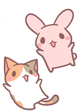 Kawaii Kat en Hasie Vriende.PNG Muurpapier