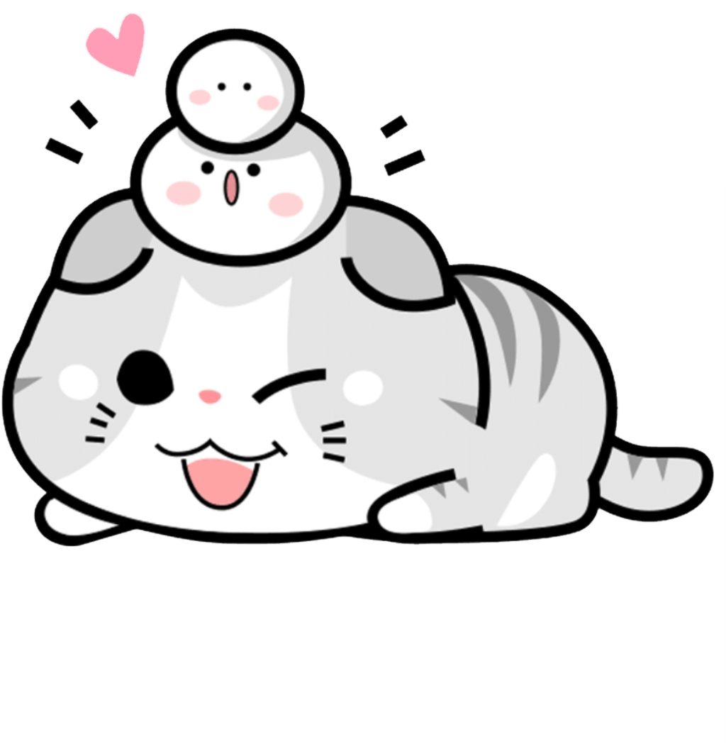 Kawaii Kat en Robbe Vriende.PNG Muurpapier