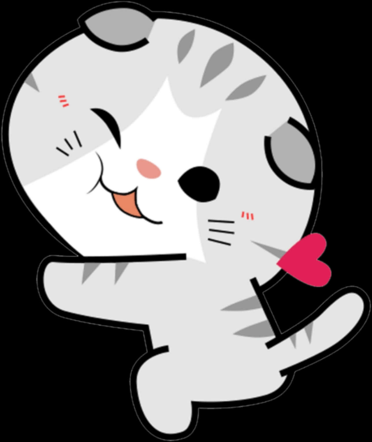 Kawaii Kat Karakter Prent Muurpapier