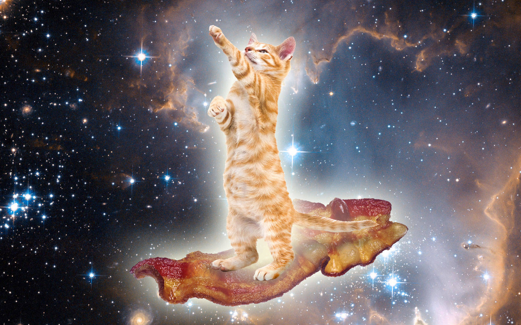 Kawaii Kat Op Galaktiese Muurpapier
