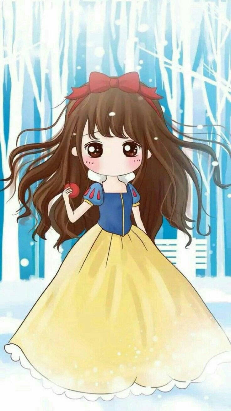 Kawaii Oulik Meisies Sneeuwwitjie Muurpapier