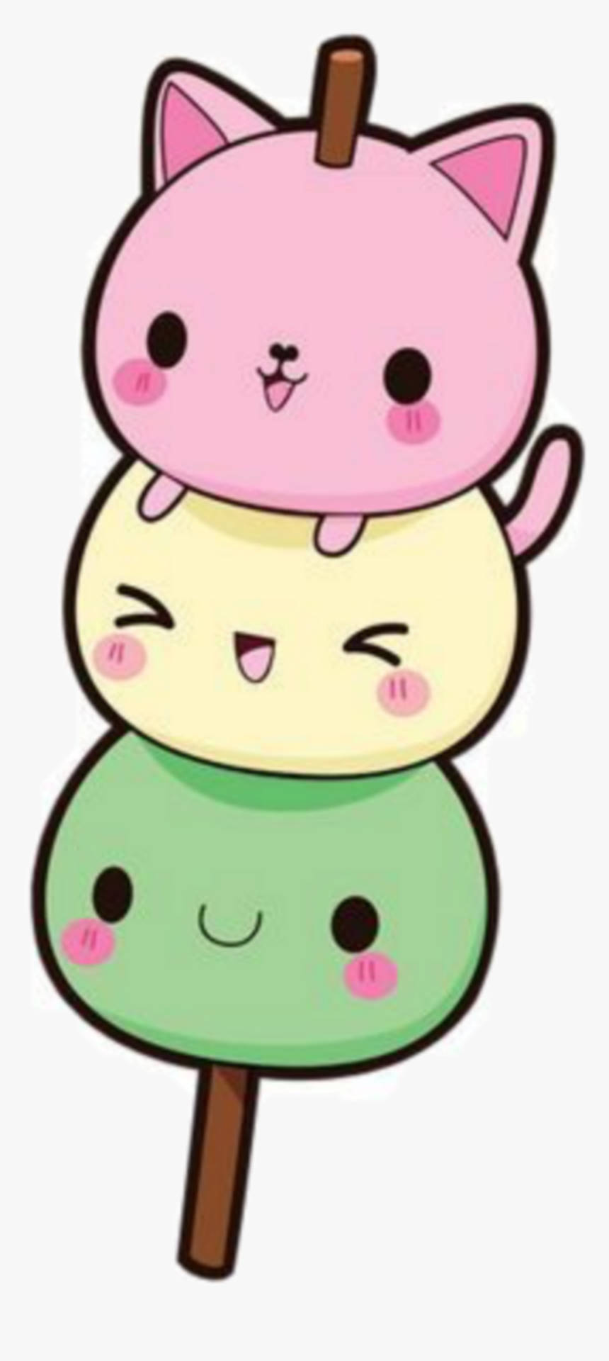 Kawaii Oulike Diere Mochi Muurpapier