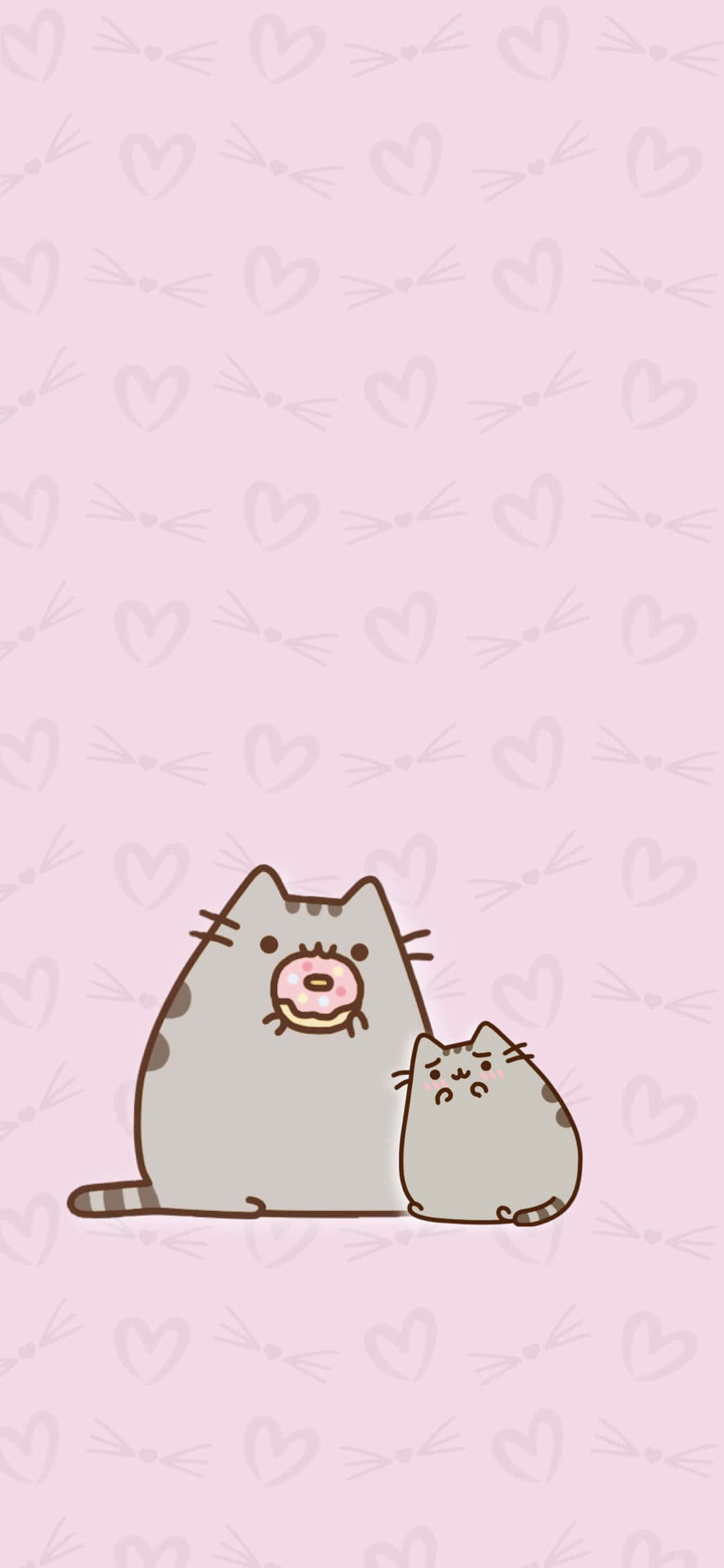 Kawaii Oulike Kat wat 'n Donut Eet Prent Muurpapier