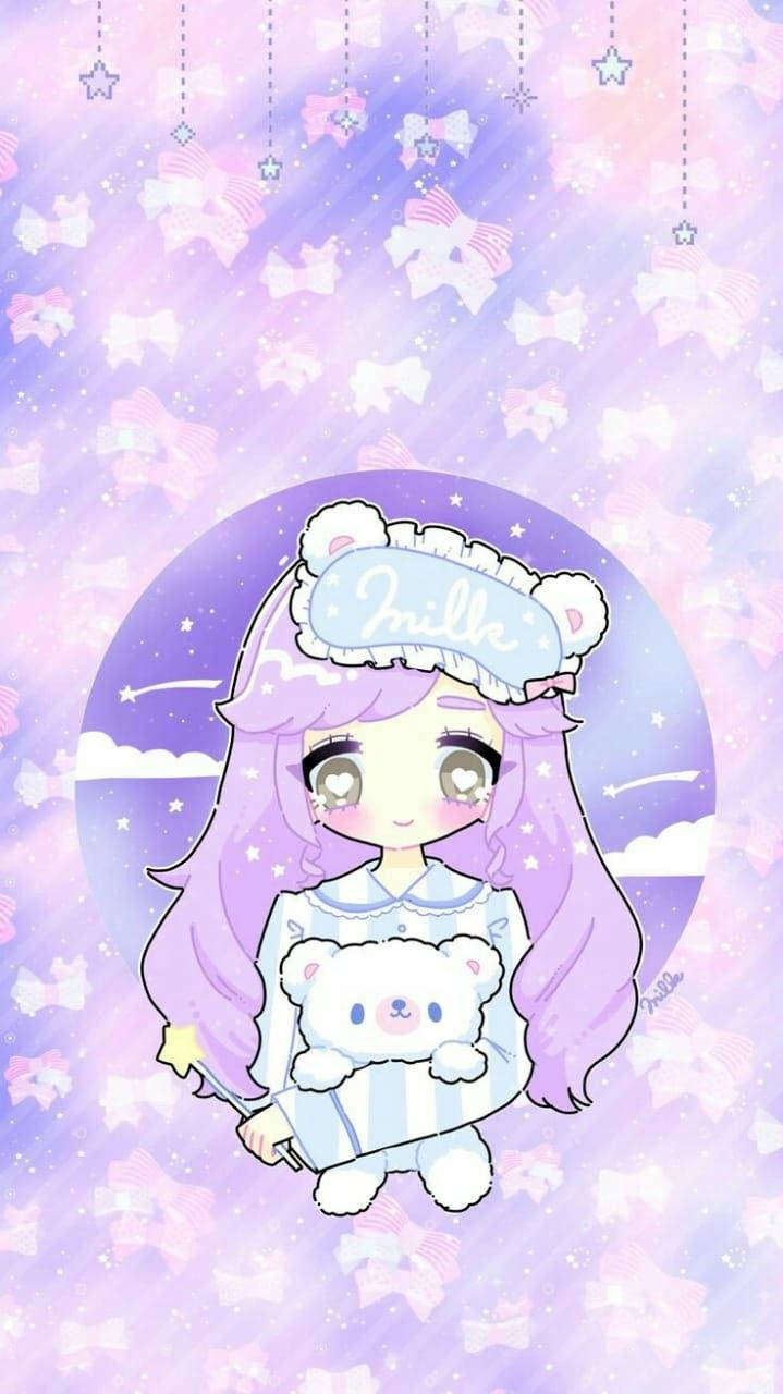 Kawaii Oulike Meisie Melk Slaapmasker Muurpapier