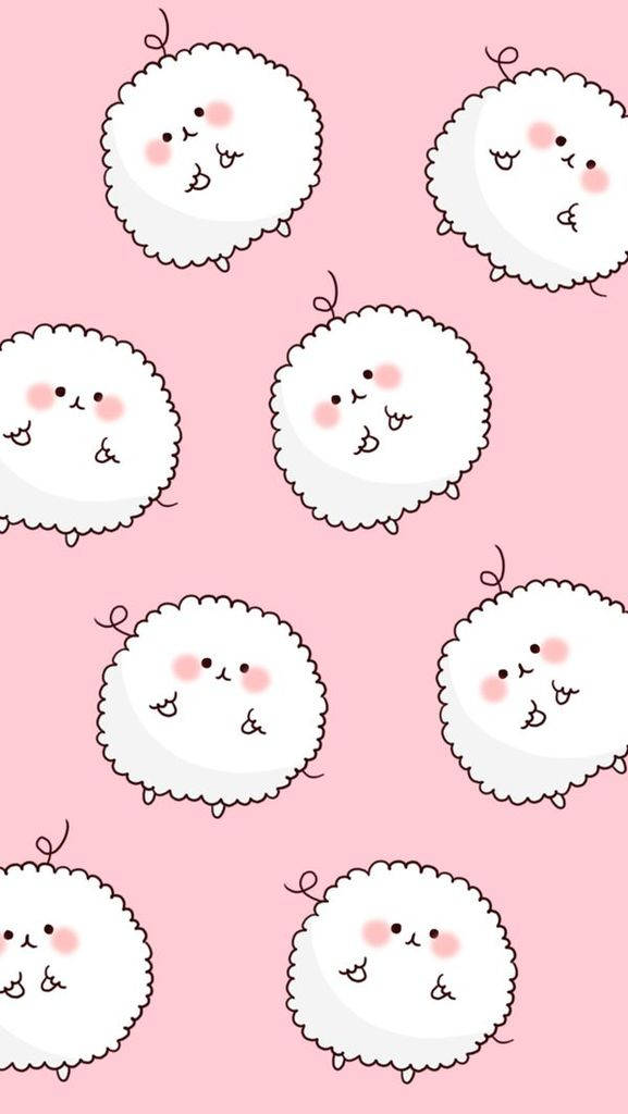 Kawaii Oulike Meisie Skaap Muurpapier