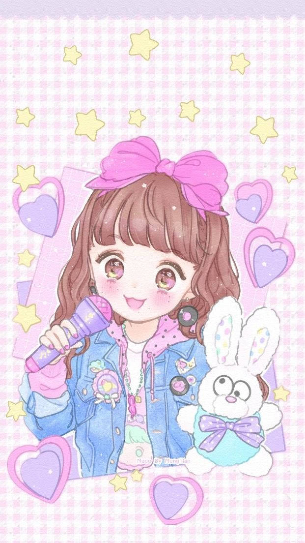Kawaii Oulike Meisiesanger Muurpapier