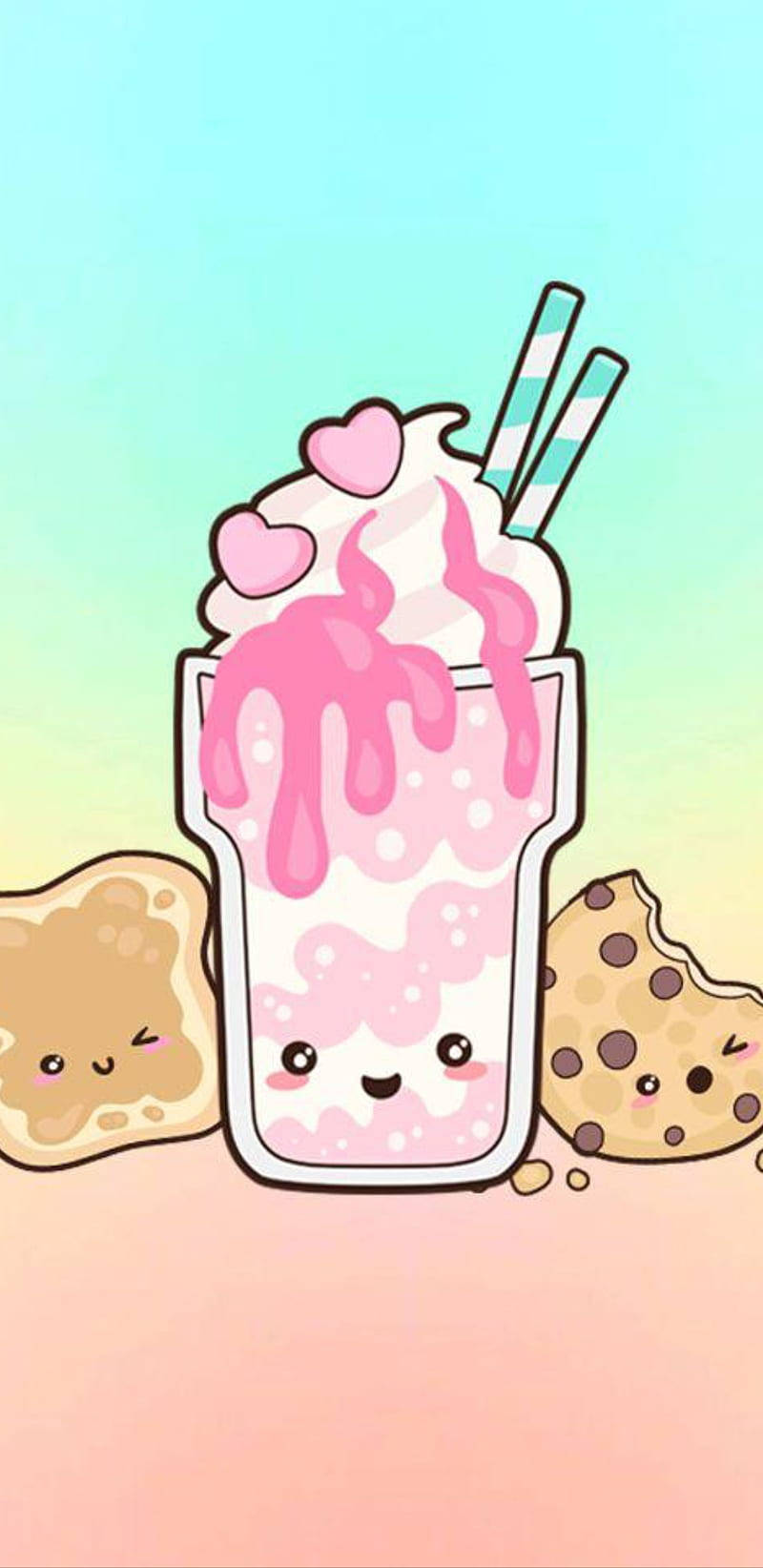 Kawaii Oulike Meisiesmikshake Muurpapier