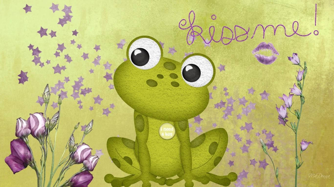 Kawaii-padda in 'n Blomtuin Muurpapier