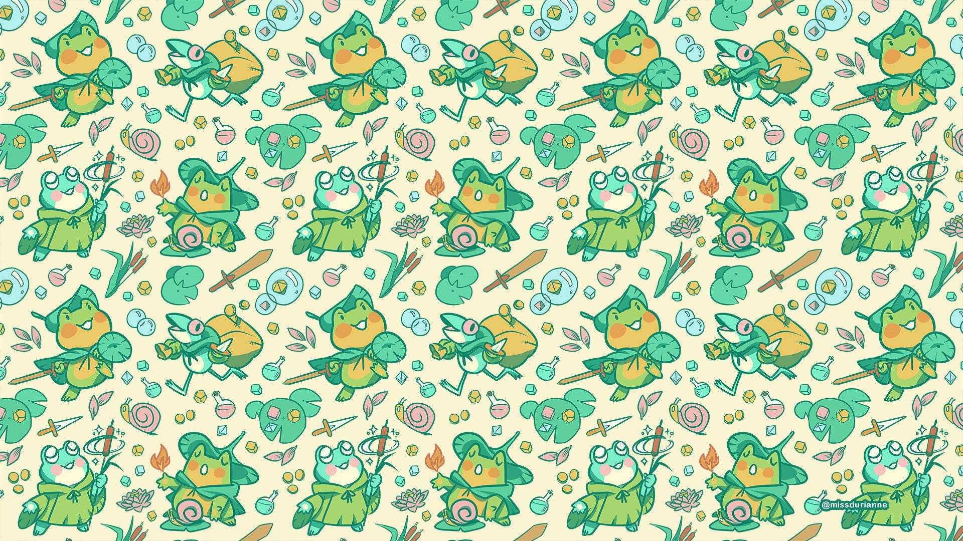 Kawaii Padda Patroon Ontwerp Muurpapier