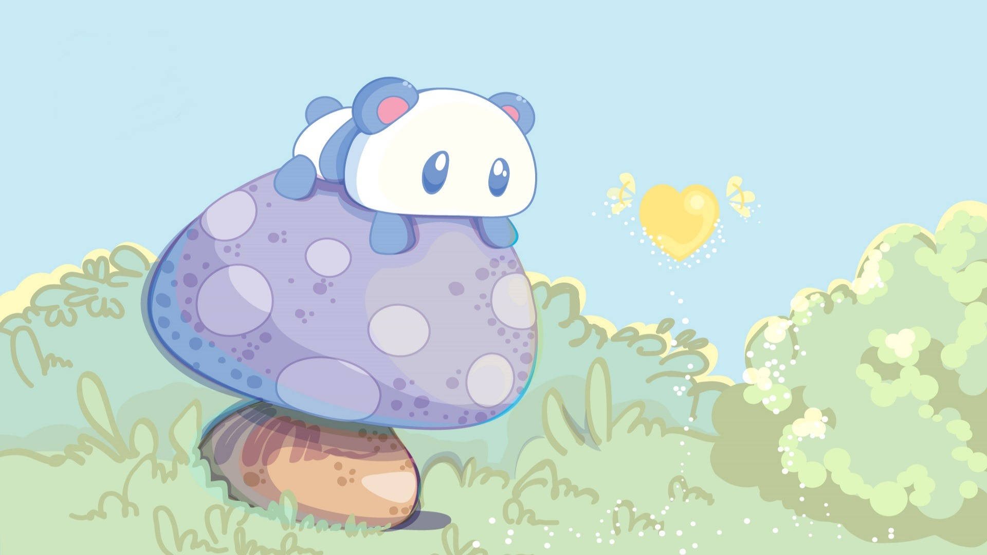 Kawaii Panda-skootrekenaar Muurpapier