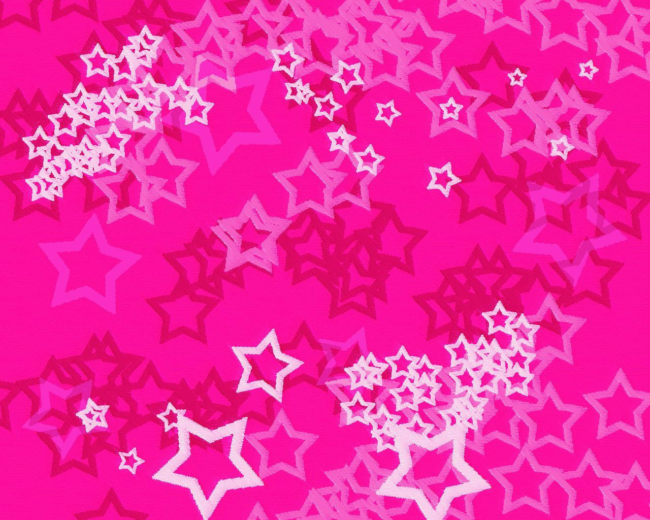 Kawaii Pienk Agtergrond Met Sterre Muurpapier