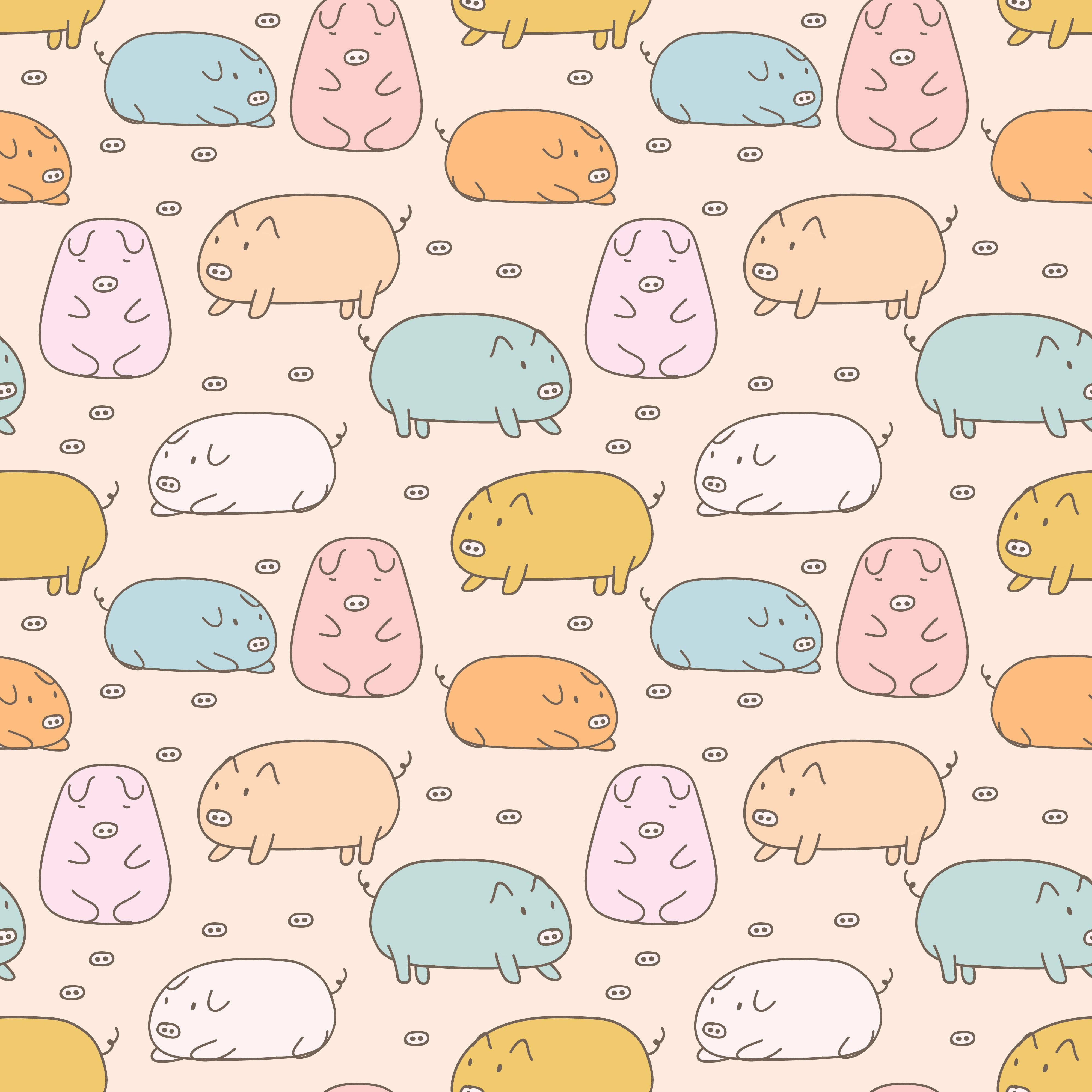 Kawaii Varkie Patroon Kuns Muurpapier