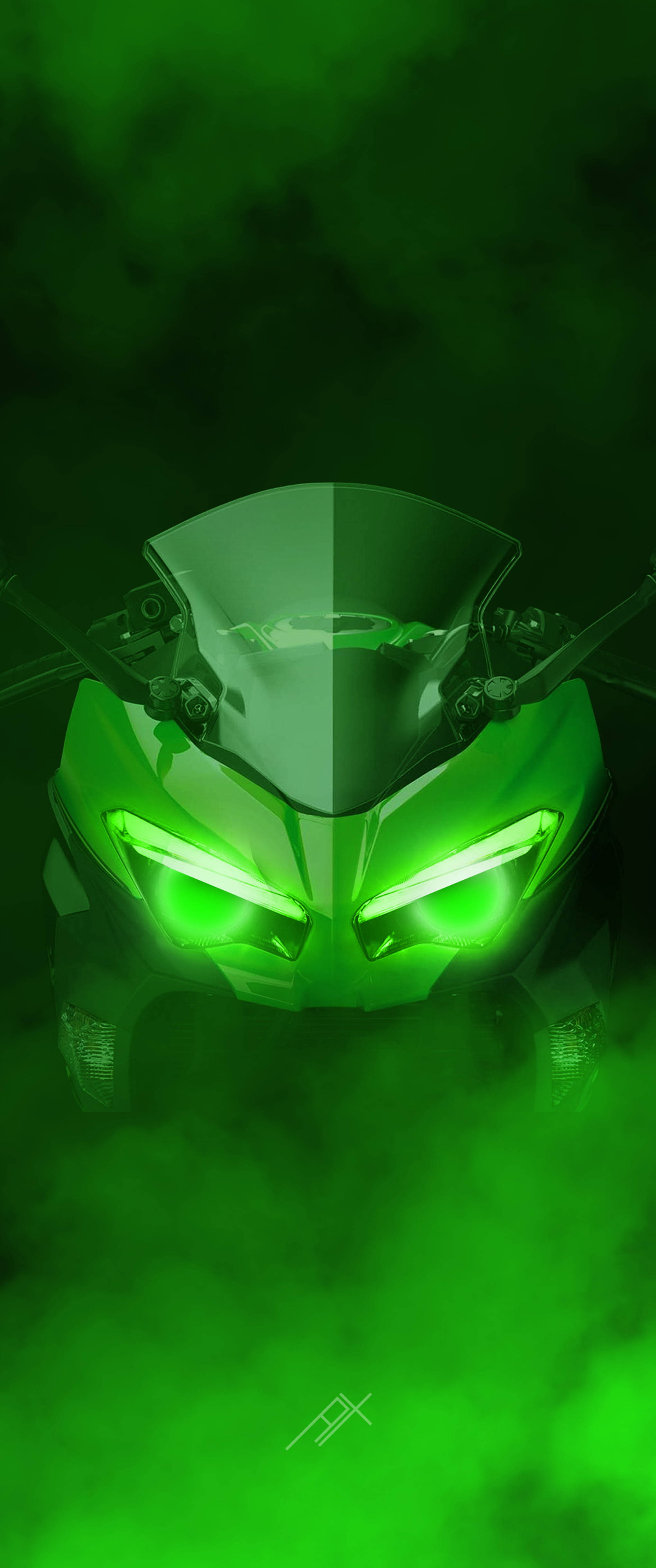 Kawasaki H2r Groen Rook Muurpapier