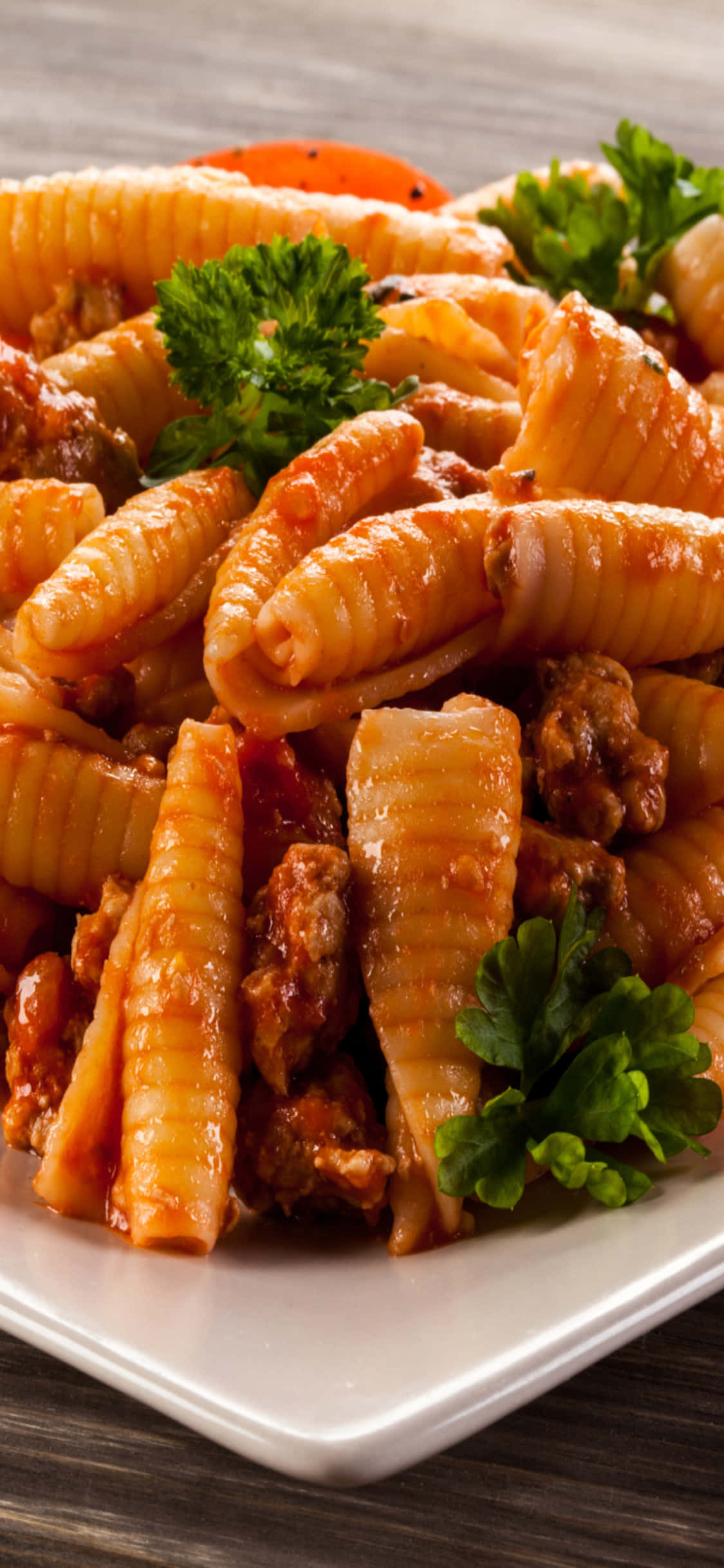 Kegelvormige Geriffelde Pasta iPhone X Pasta Agtergrond Muurpapier