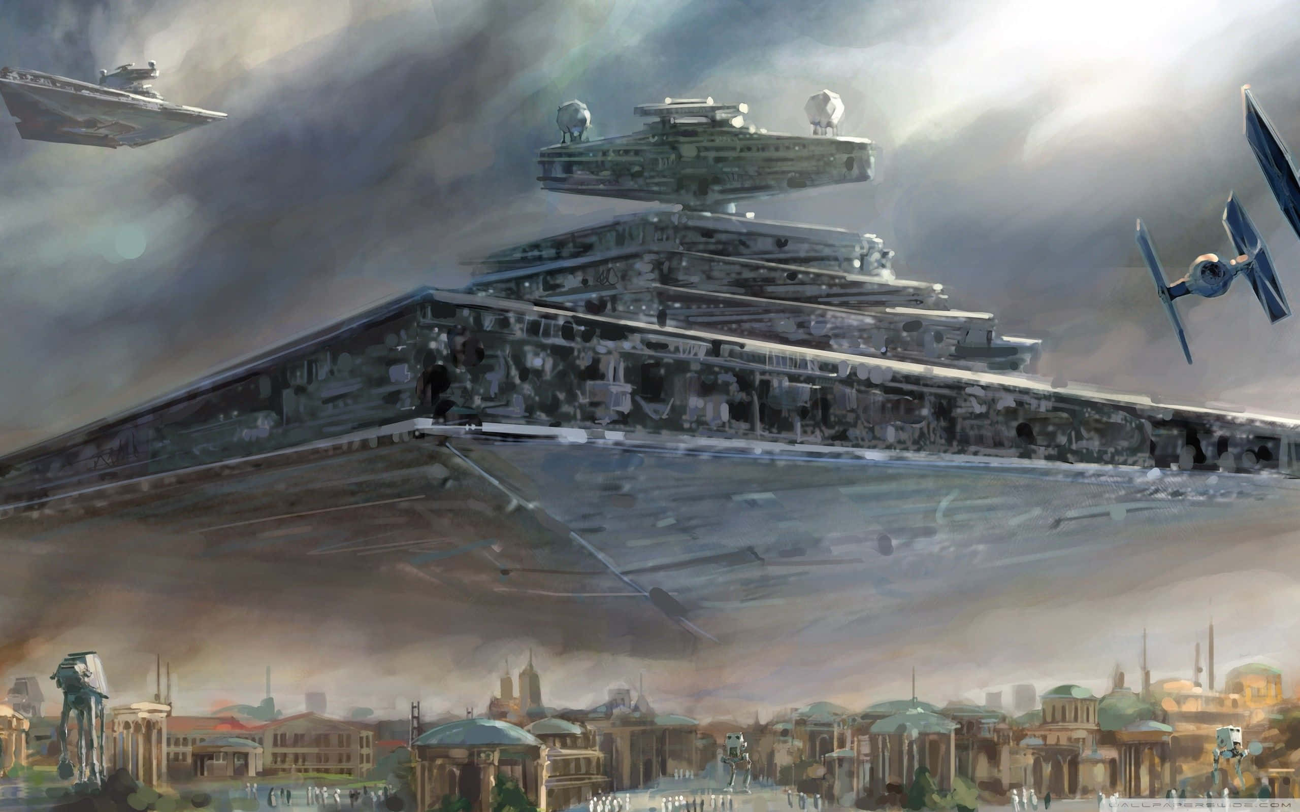 Keiserlike Magte en Star Destroyer-inval Muurpapier