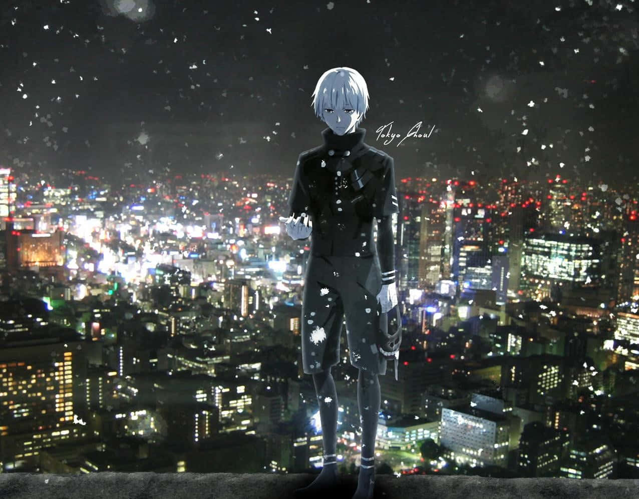 Ken Kaneki op Stad Tokyo Ghoul Anime Muurpapier
