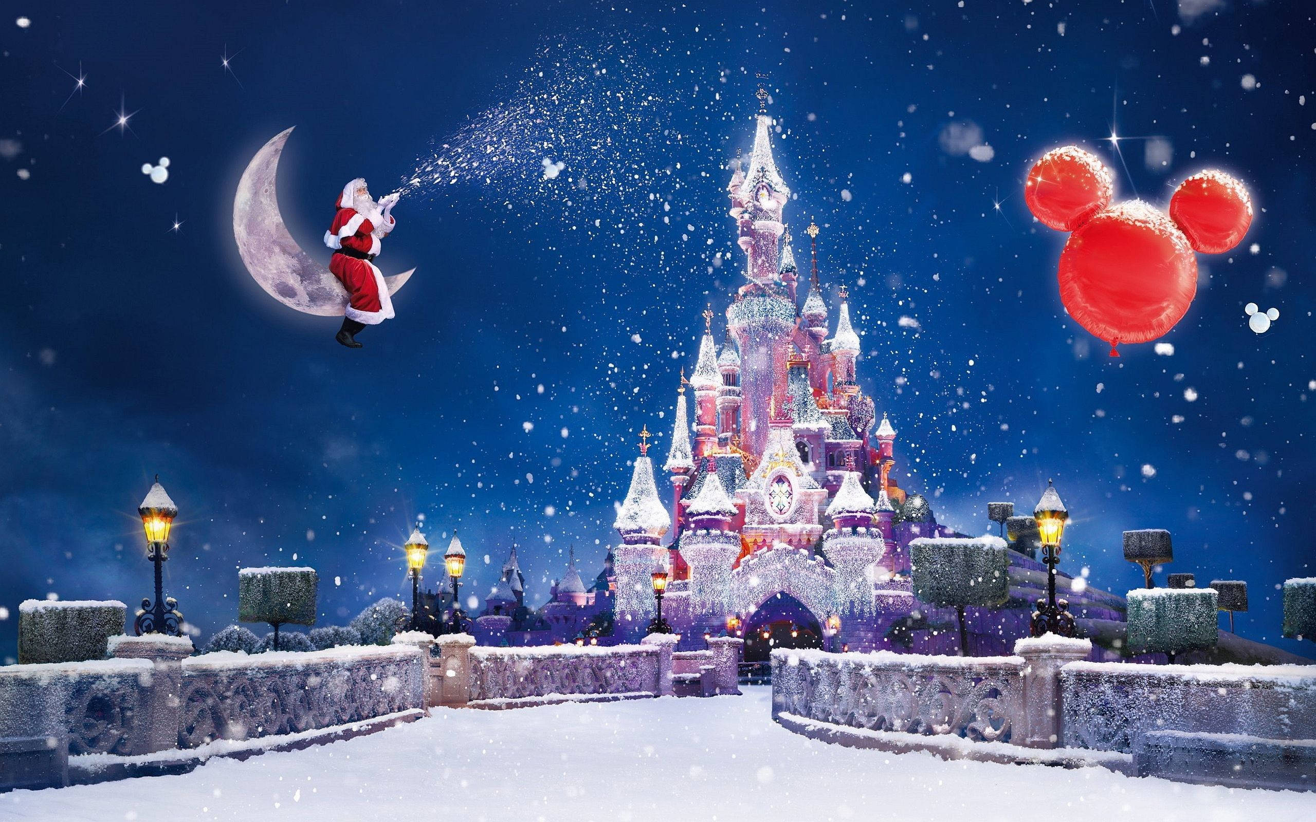 Kersfees Buitenblad Disneyland Parys Muurpapier