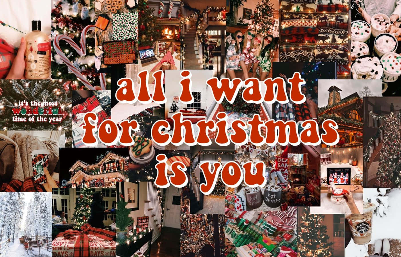 Kersfees Collage Skootrekenaar Estetiese Vakansie Sluitskerm Muurpapier