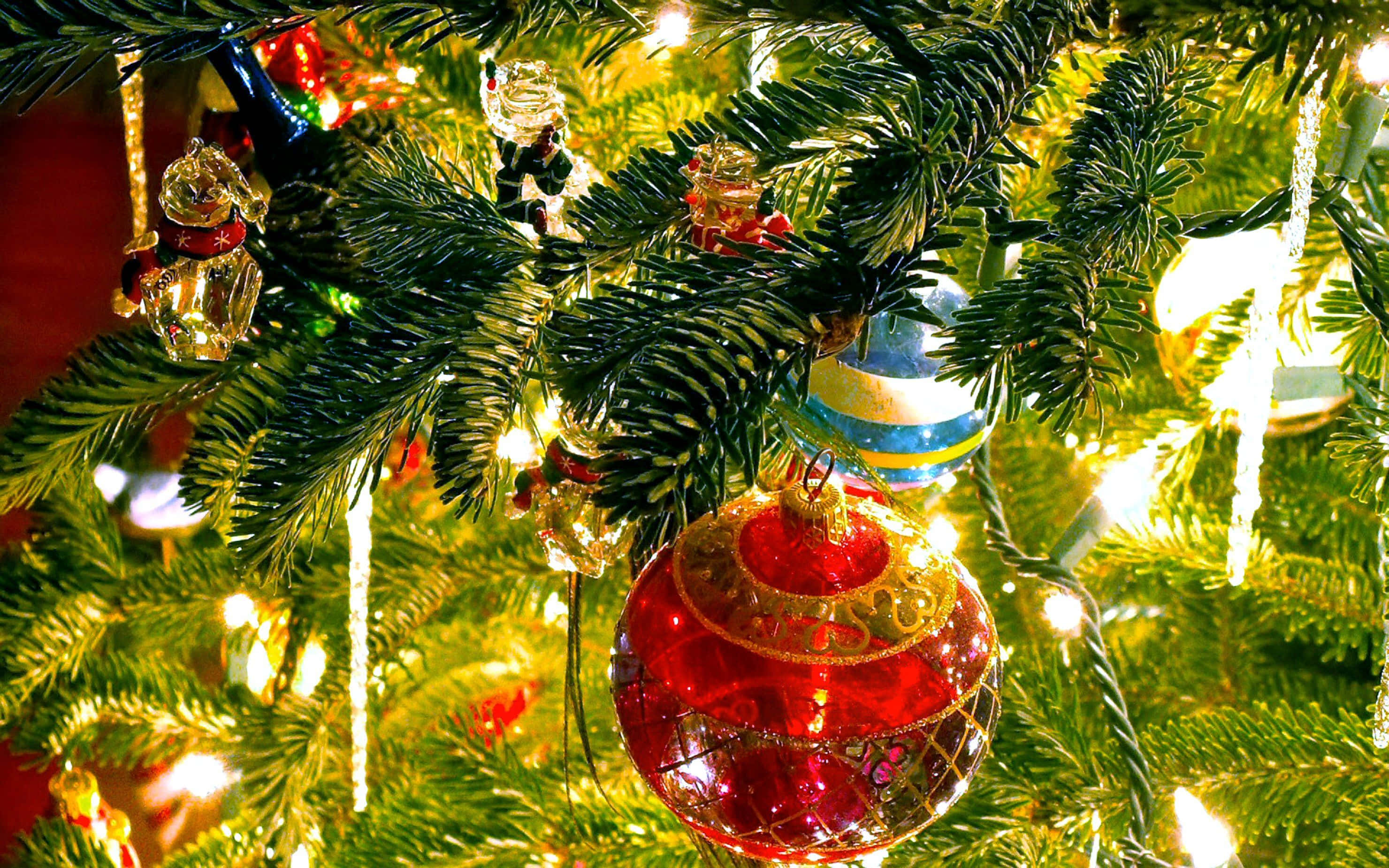 Kersfees Fyn Ornamente Prent Muurpapier