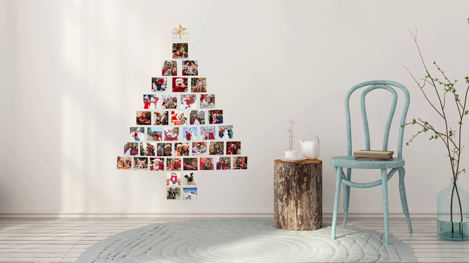 Kersfees Kollasjeboom Muurpapier