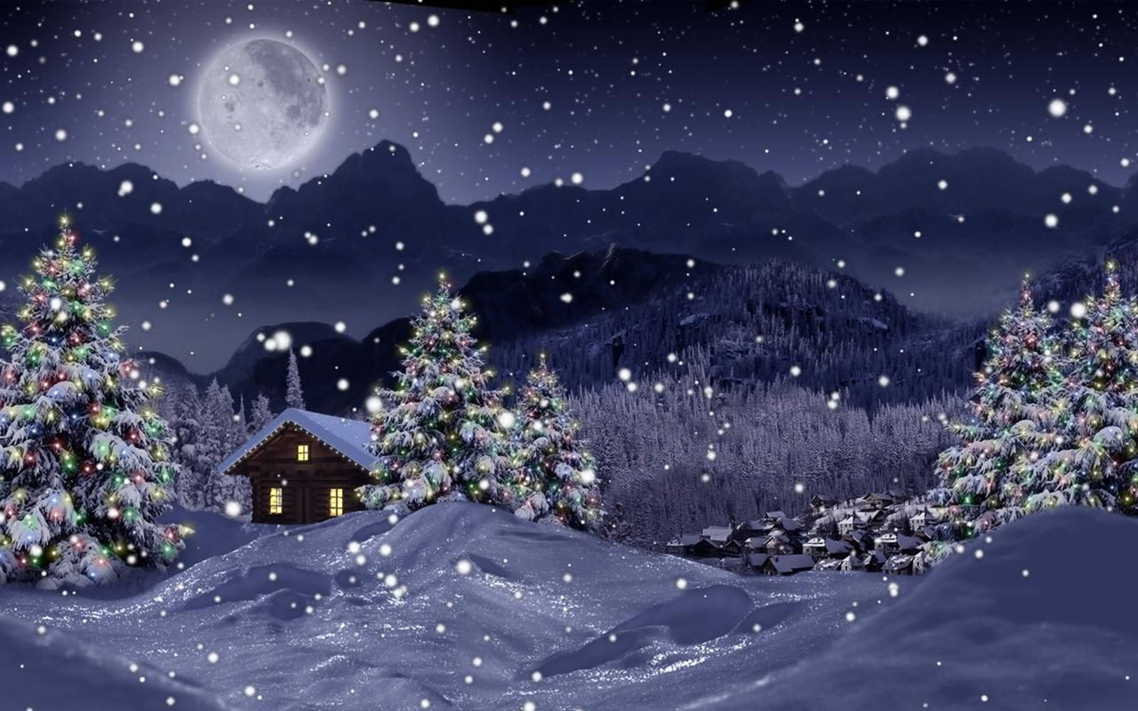 Kersfees Winter Lewend 3D Muurpapier