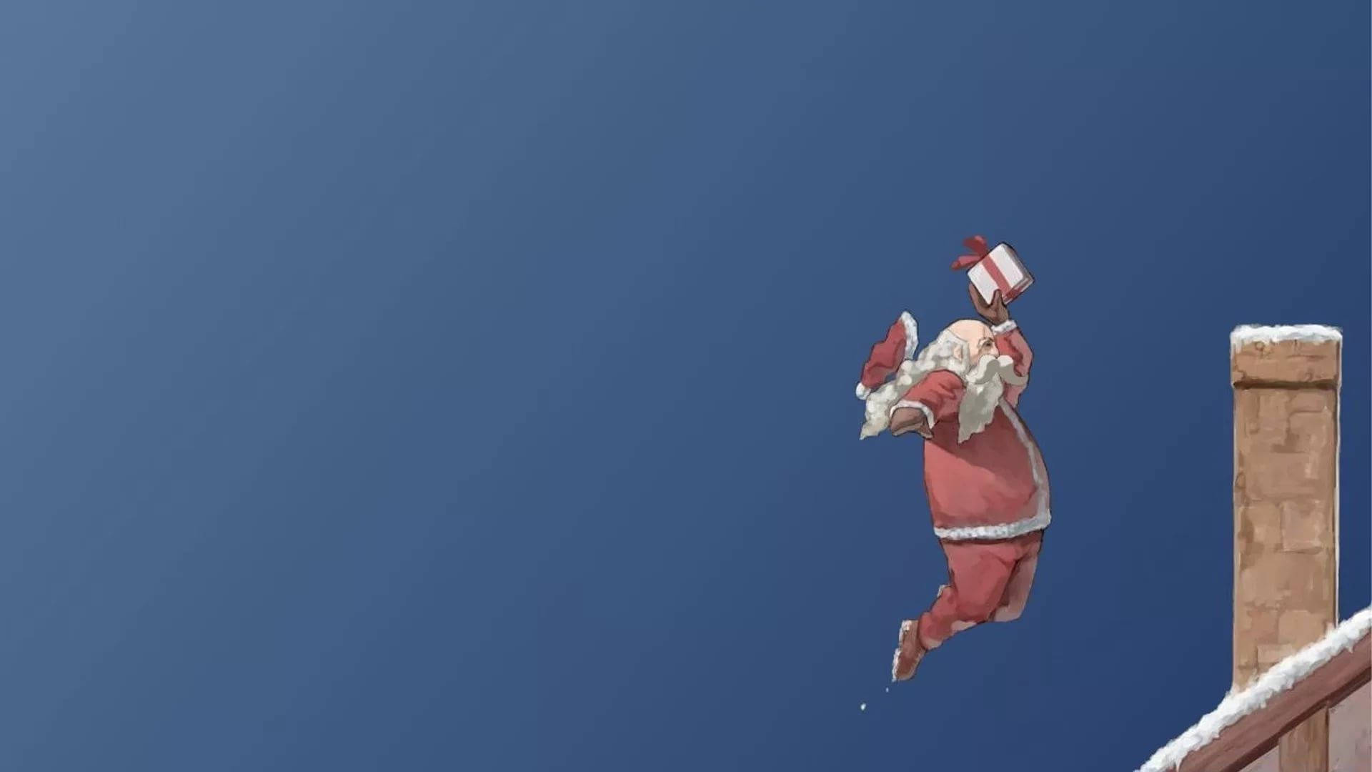 Kersfeespret met Santa wat in die lug sweef Muurpapier