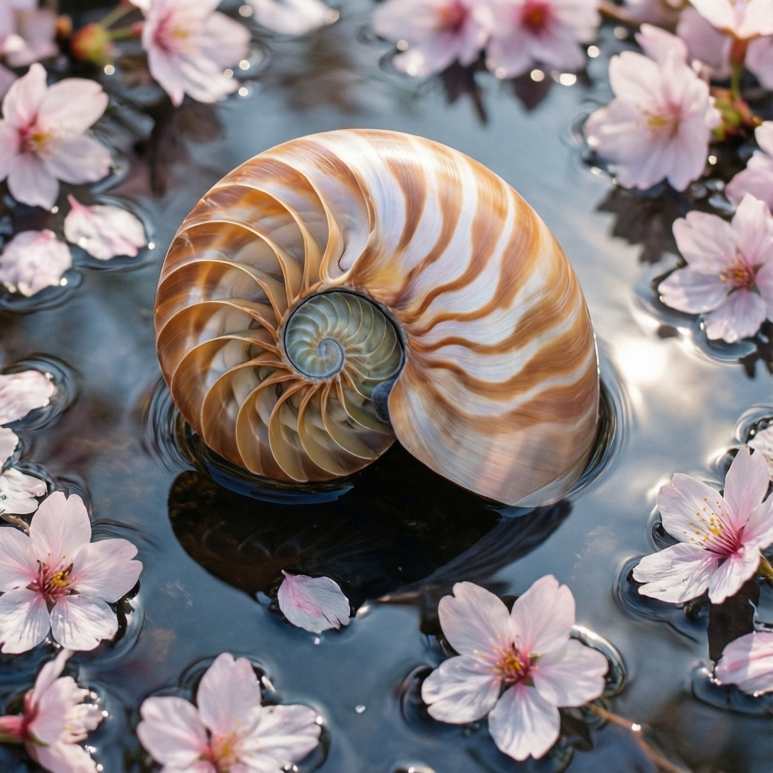 Kersiebloeisel Nautilus Muurpapier