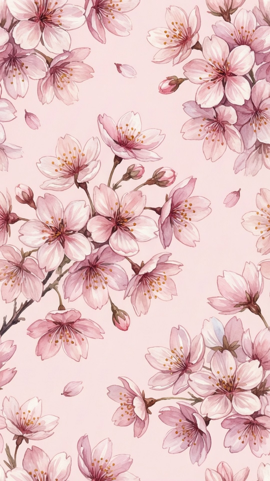 Kersiebloesempatroon Muurpapier