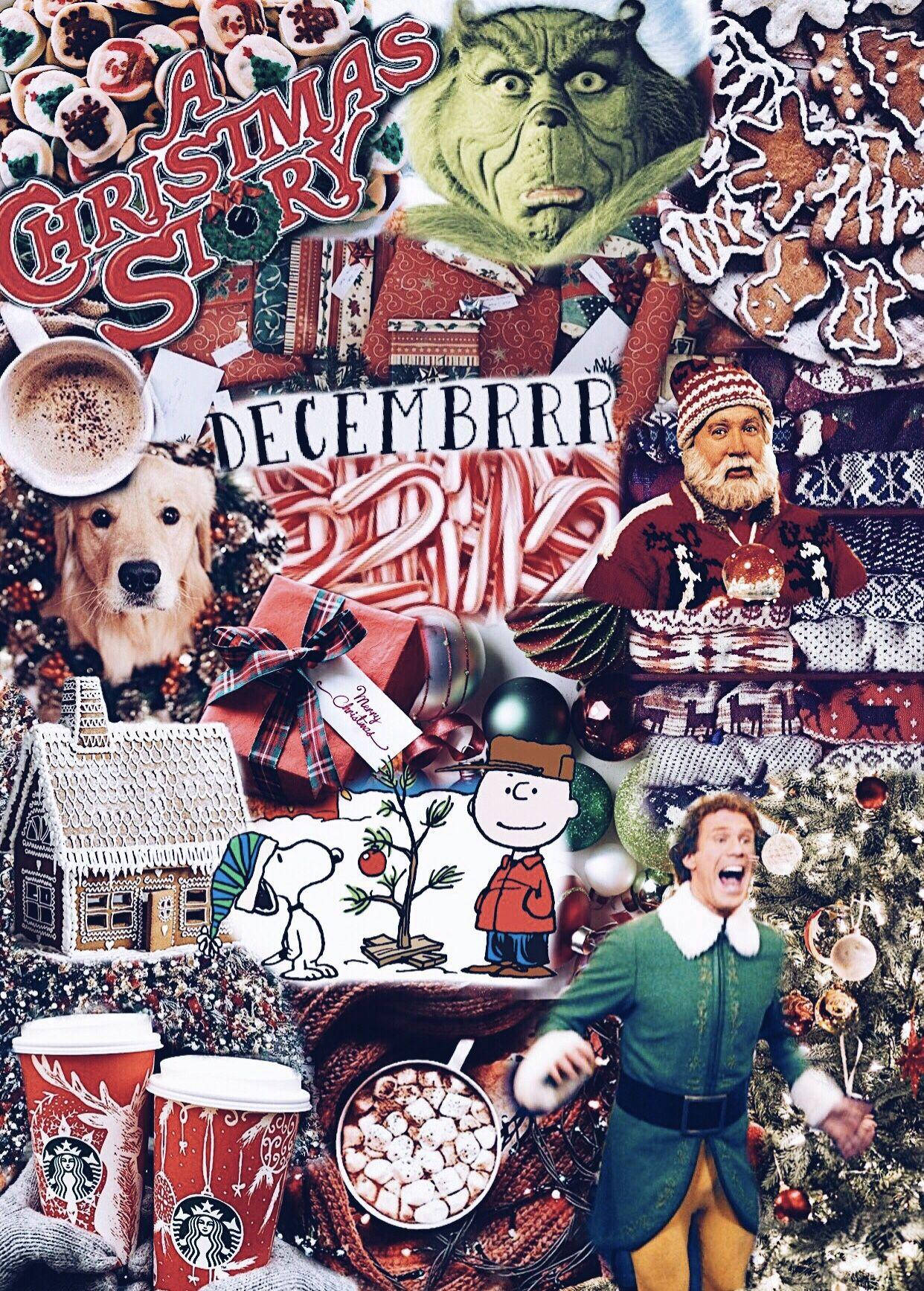 Kersverhaal Collage Muurpapier