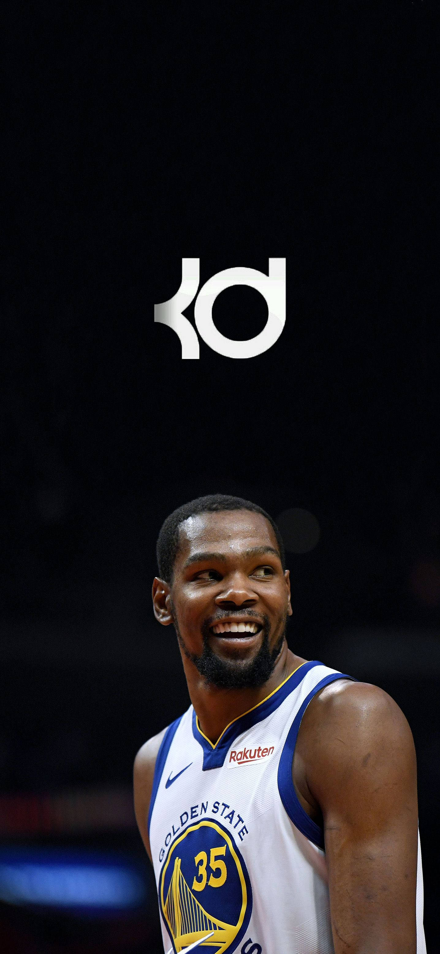 Kevin Durant Glimlag En Logo Muurpapier