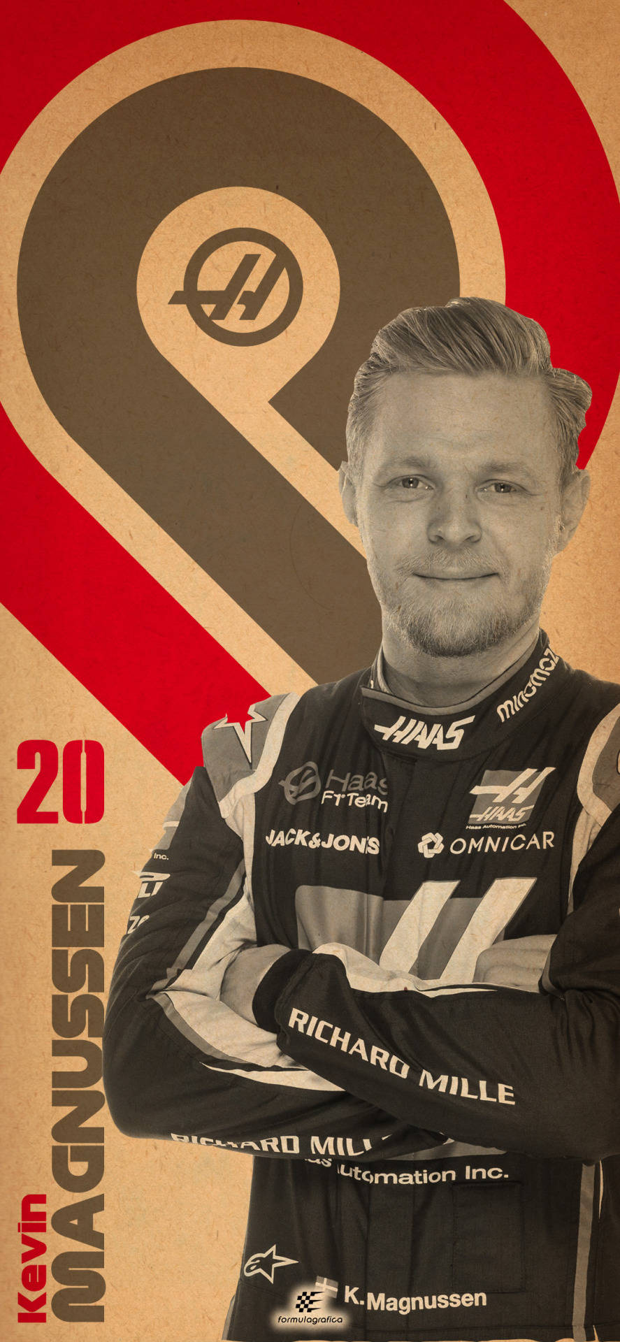 Kevin Magnussen 20 Haas Redigeer Muurpapier
