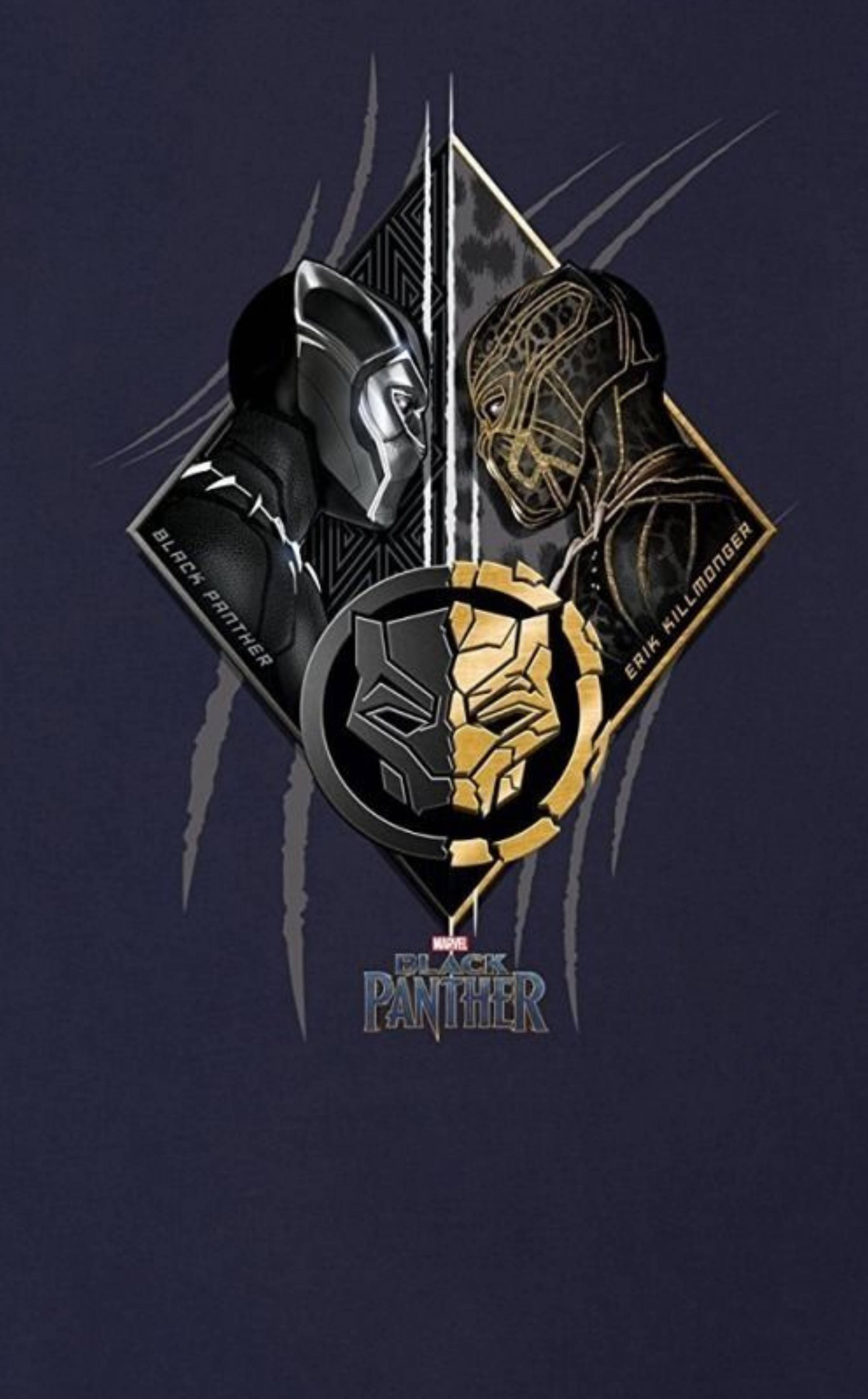 Killmonger en Black Panther Kuns Muurpapier