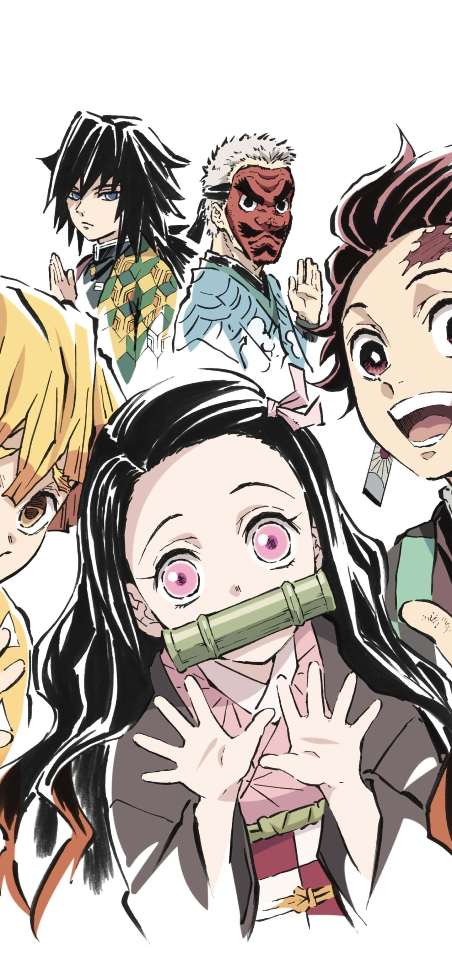 Kimetsu No Yaiba se Demon Slayer Groep Verenig om Monsters te Verslaan Muurpapier