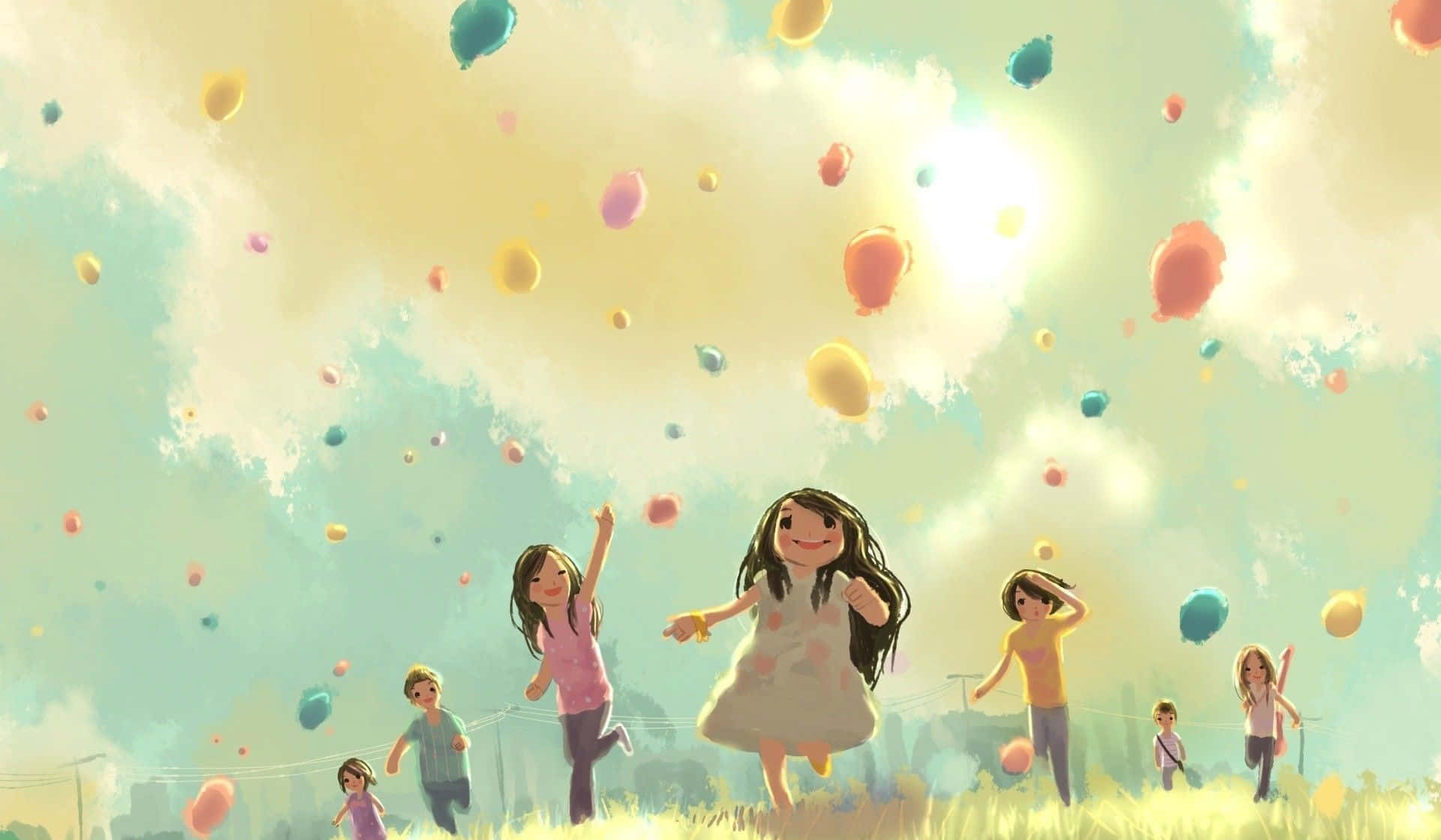 Kind wat met Ballon Speel Mooi Bureaublad Muurpapier
