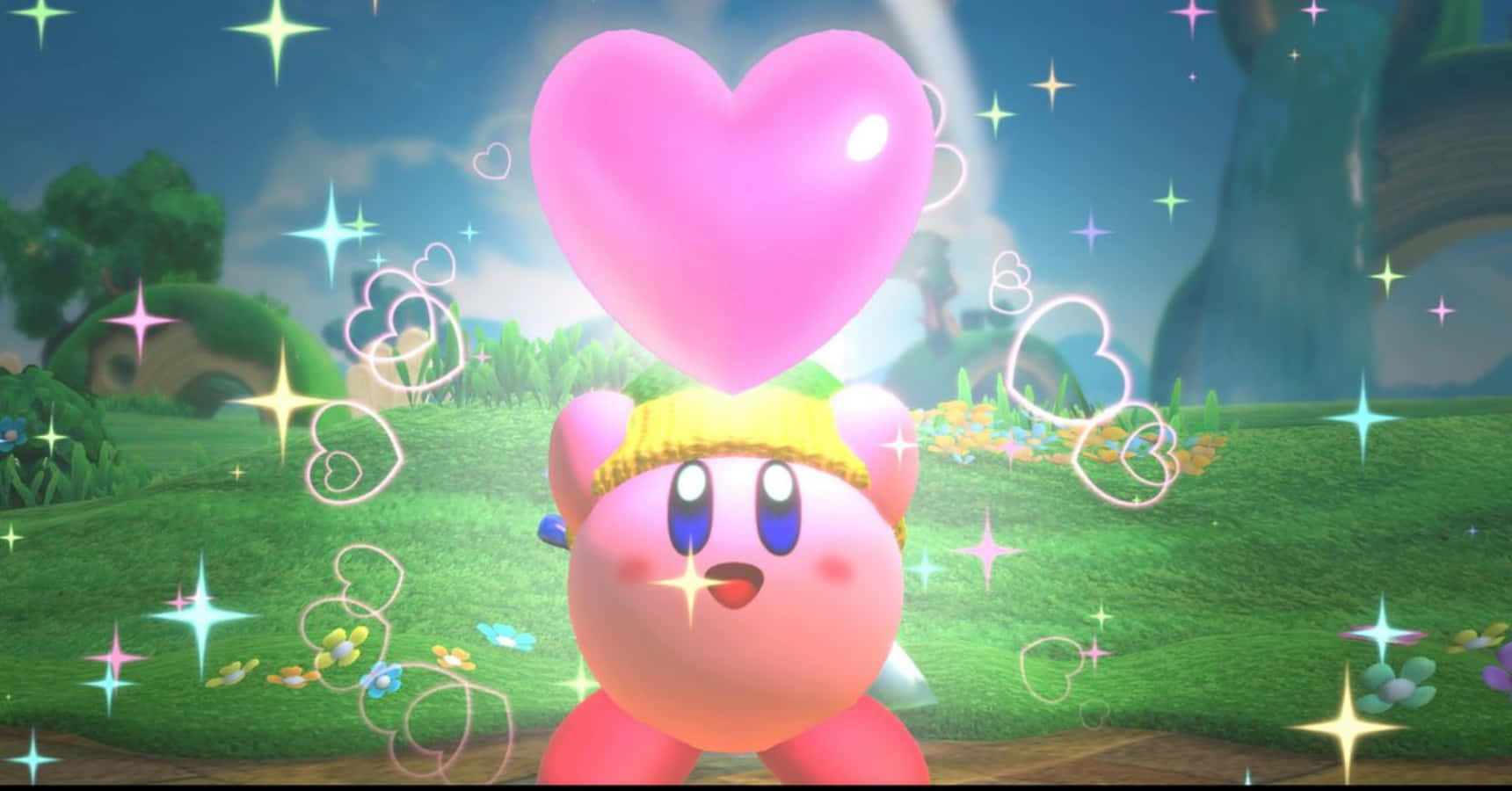 Kirby, die pienk donsbal, is gereed vir geveg Muurpapier