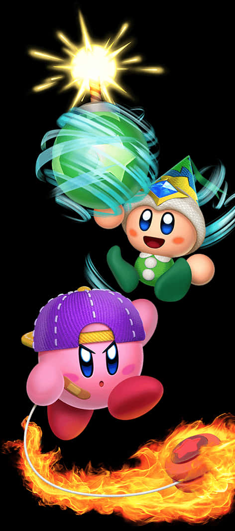 Kirby en Vriende Elementêre Kragte Muurpapier