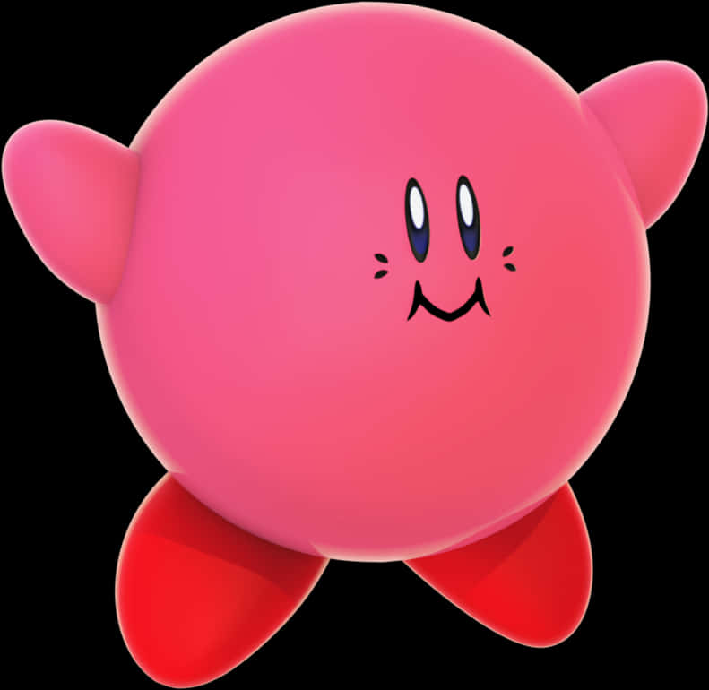 Kirby Ikoniese Pienk Karakter Muurpapier