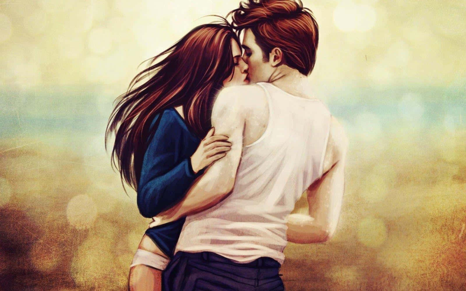 Kirsten Steward Twilight Liefdeskus Muurpapier