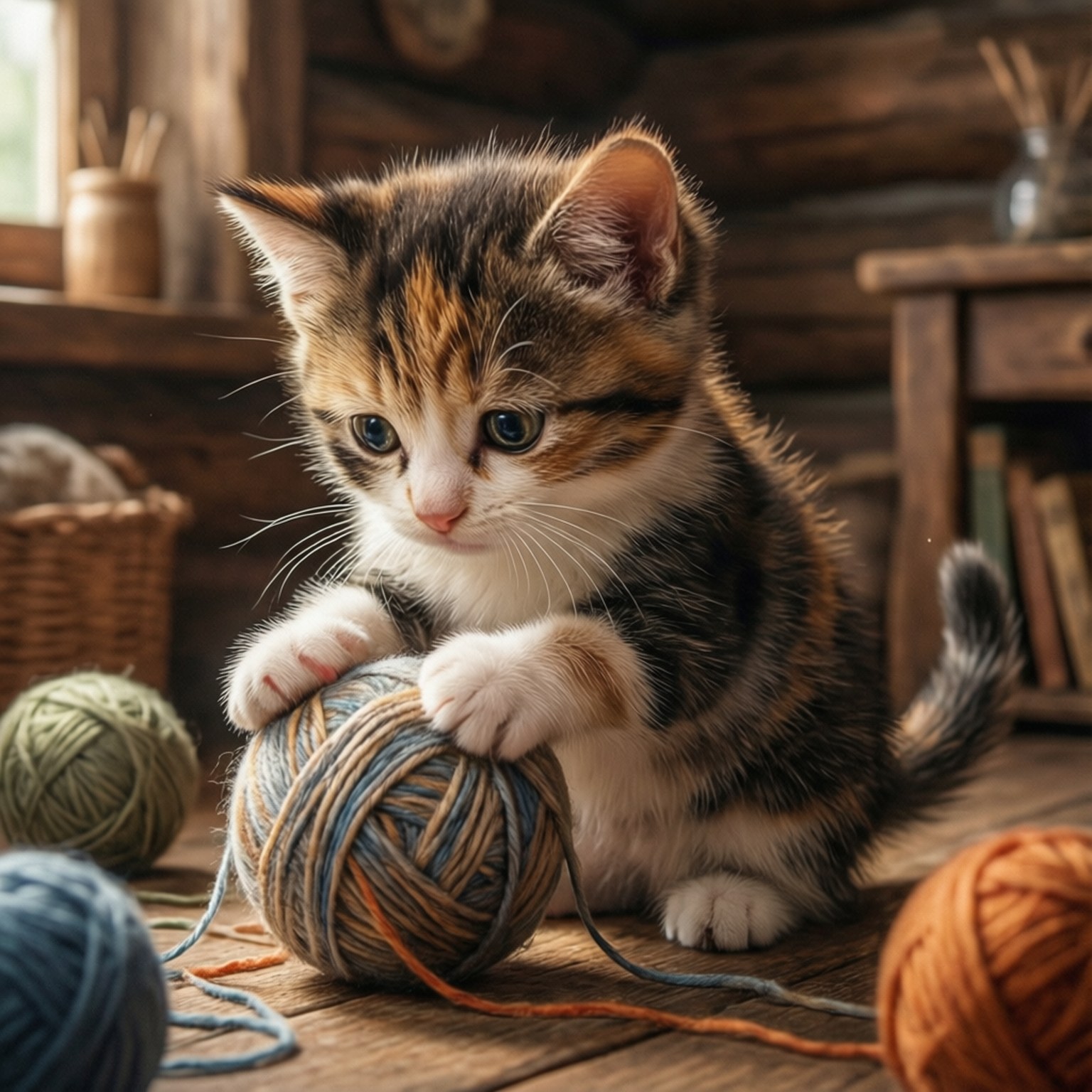 Kitten en Garing Muurpapier