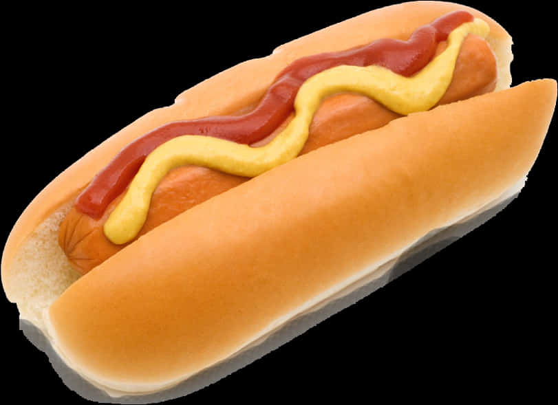 Klassieke worsbroodjie met ketchup en mosterd Muurpapier