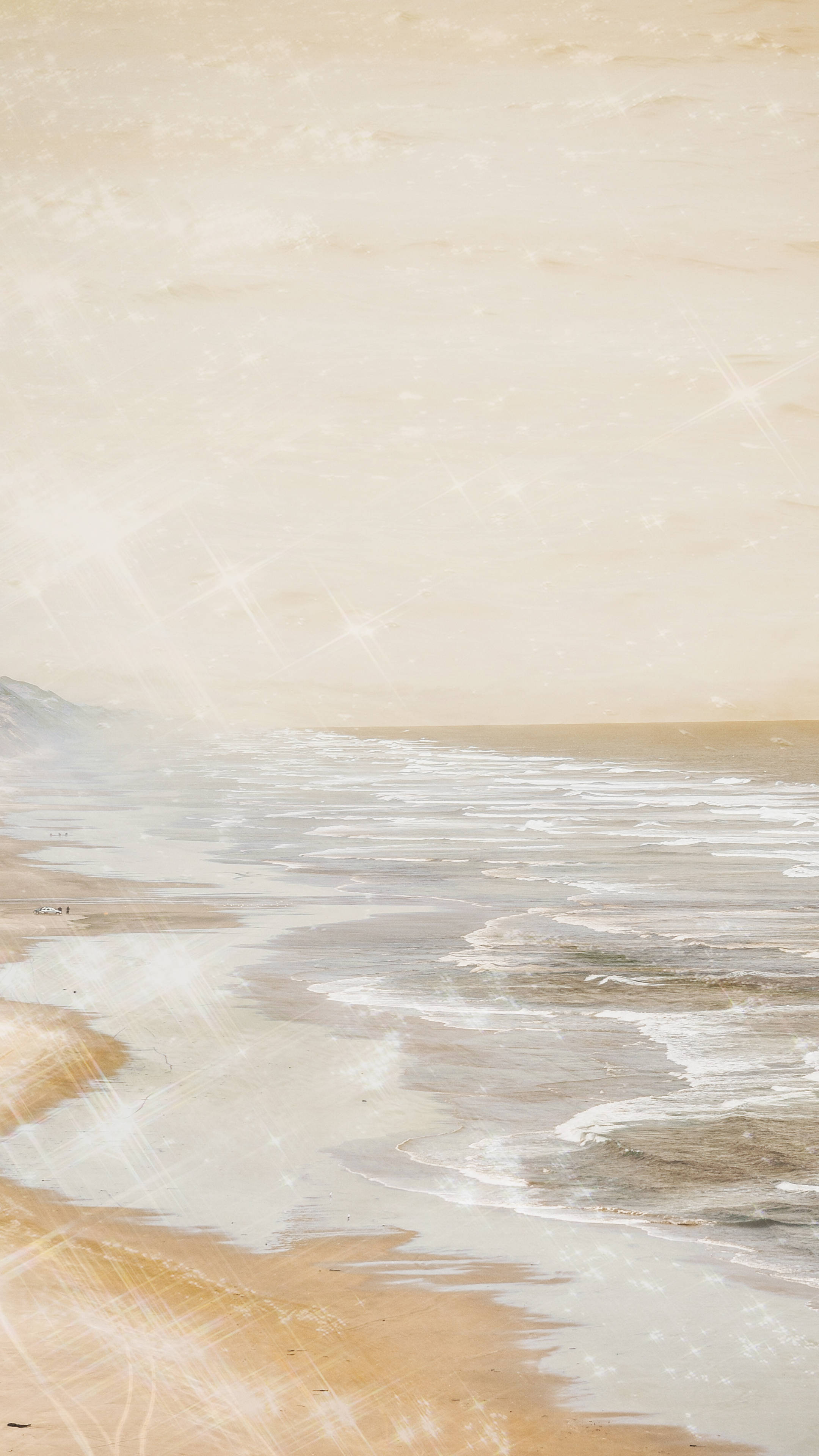 Kleurige Aesthetic Skitterende Strand Muurpapier